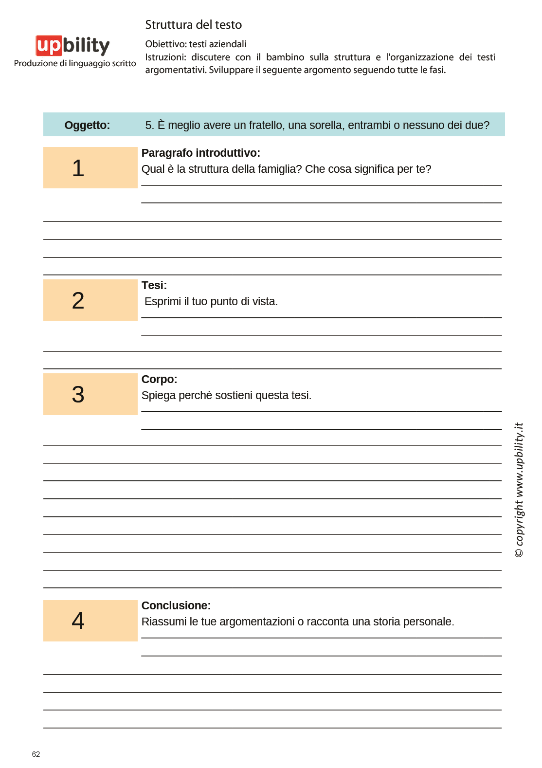 PRODUZIONE DEL LINGUAGGIO SCRITTO | Struttura del testo, Parte B