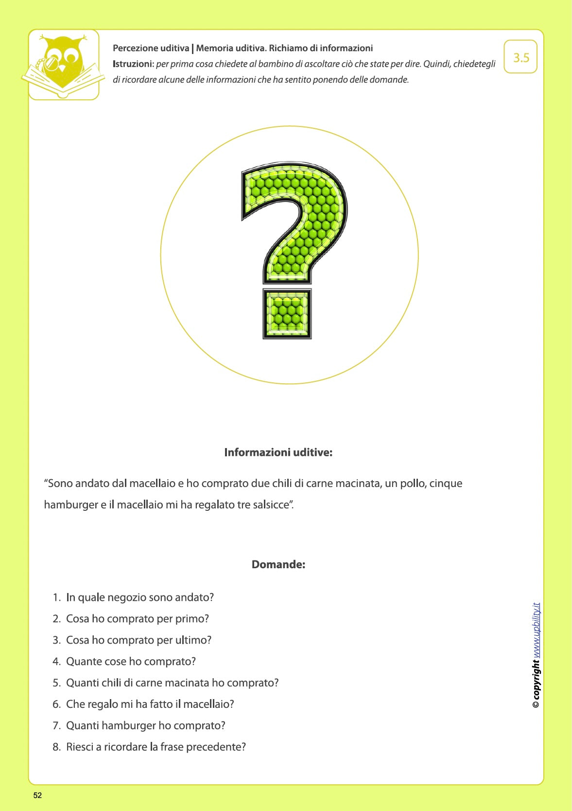 Sviluppo della percezione uditiva | MEMORIA UDITIVA