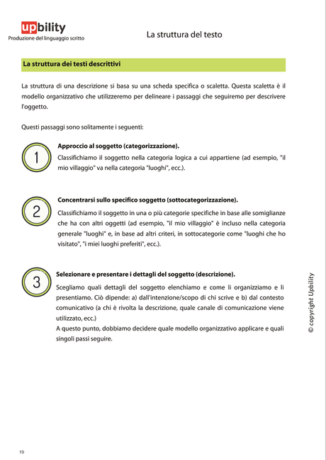 PRODUZIONE DEL LINGUAGGIO SCRITTO | La struttura del testo, Parte A