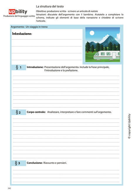 PRODUZIONE DEL LINGUAGGIO SCRITTO | La struttura del testo, Parte A