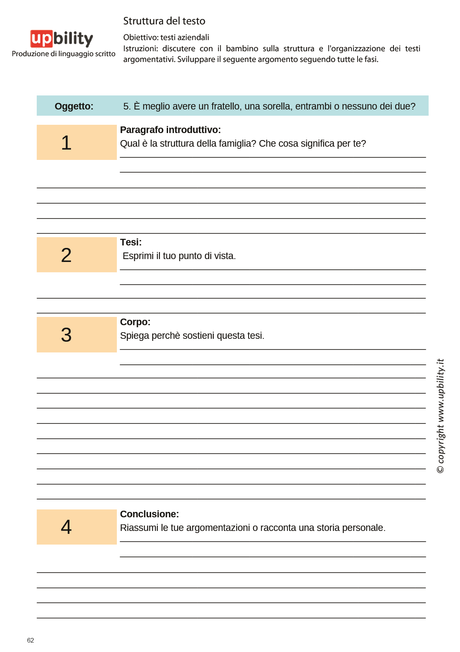 PRODUZIONE DEL LINGUAGGIO SCRITTO | Struttura del testo, Parte B
