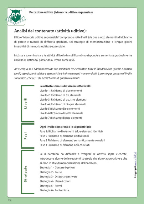 Sviluppo della percezione uditiva | MEMORIA UDITIVA SEQUENZIALE