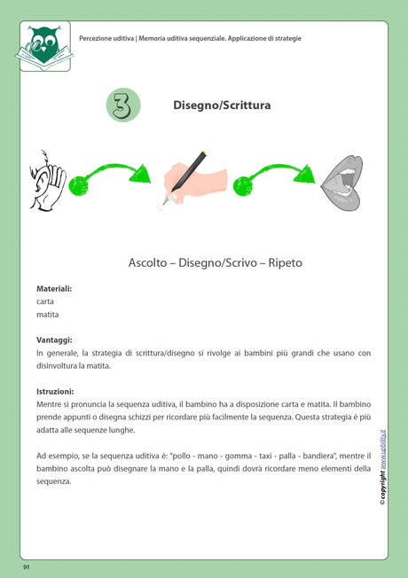 Sviluppo della percezione uditiva | MEMORIA UDITIVA SEQUENZIALE